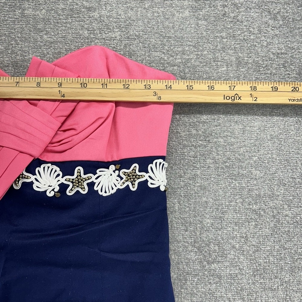 Lilly Pulitzer Krissa Strapless Sheath Dress Women Size 2 Navy Blue Pink Preppy - Picture 5 of 11